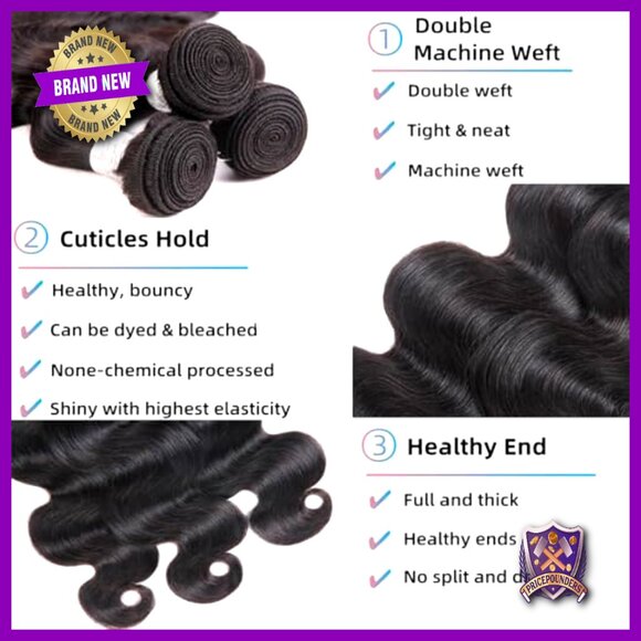 3 Bundles 100% Brazilian Virgin Human Hair Extensions 18-22 Inch Body Wave